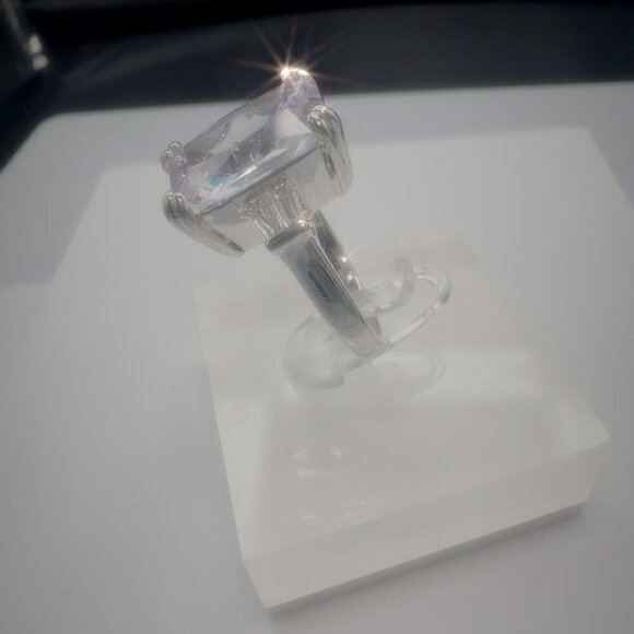 Sterling Silver Tone Cubic Zirconia Ring Size 7 - Picture 6 of 9